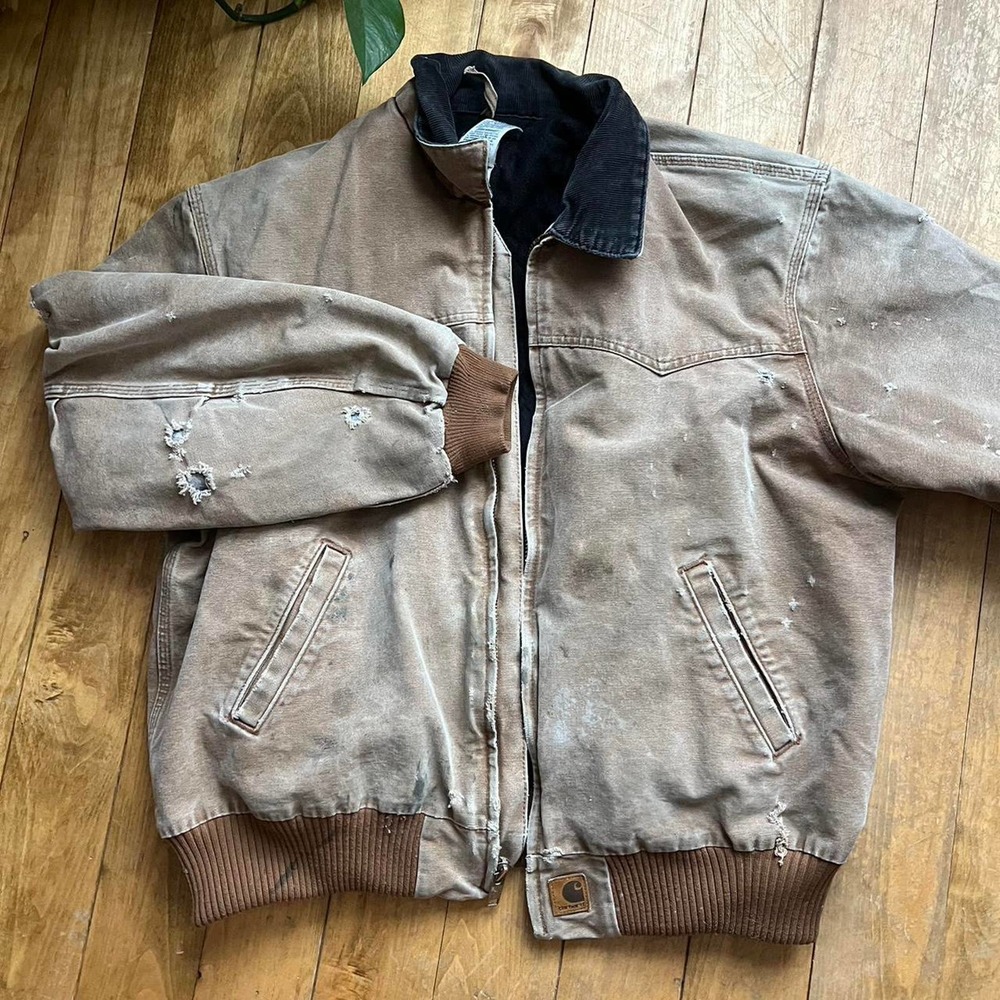 Carhartt Tan Bomber Jacket with Ribbed Details